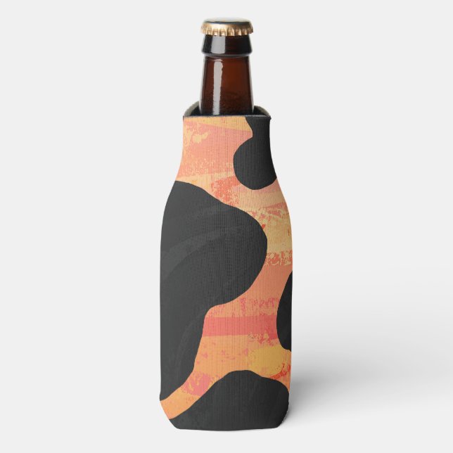 Cow Black and Orange Print Bottle Cooler (Bottle Front)