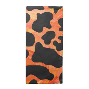 Cow Black and Orange Print Cloth Napkin