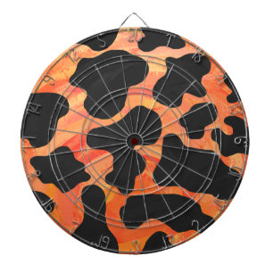 Cow Black and Orange Print Dart Board