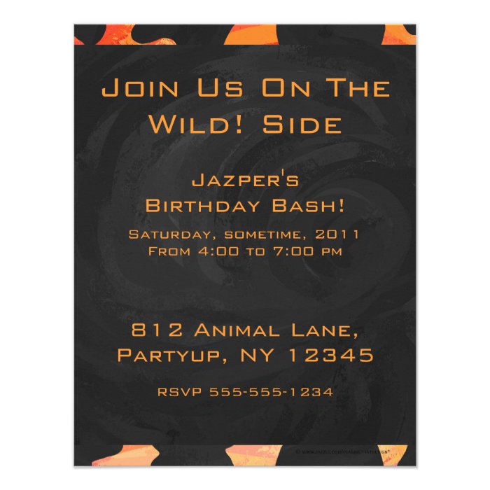 Cow Black and Orange Print Invitations