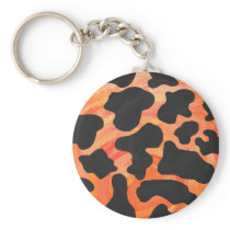 Cow Black and Orange Print Keychain