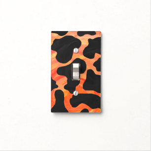 Cow Black and Orange Print Light Switch Cover