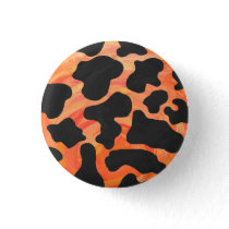 Cow Black and Orange Print Pinback Button