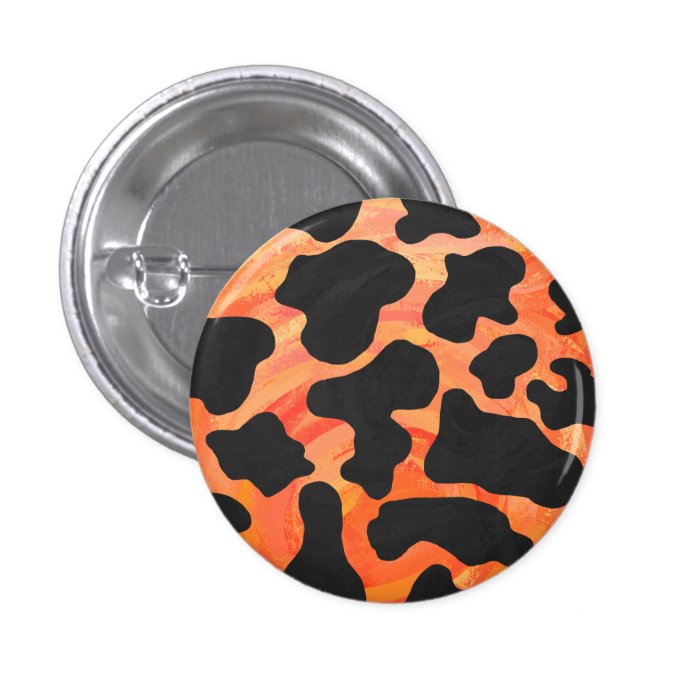 Cow Black and Orange Print Pins