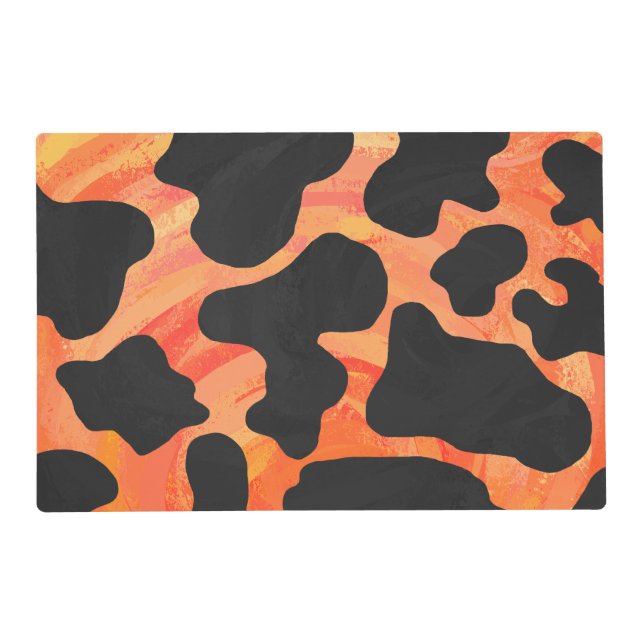 Cow Black and Orange Print Placemat (Front)