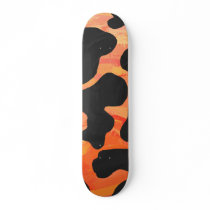 Cow Black and Orange Print Skateboard Deck