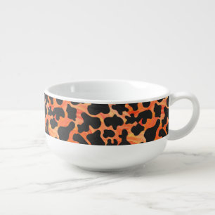Cow Black and Orange Print Soup Mug