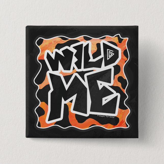 Cow Black and Orange Wild Me Button (Front)