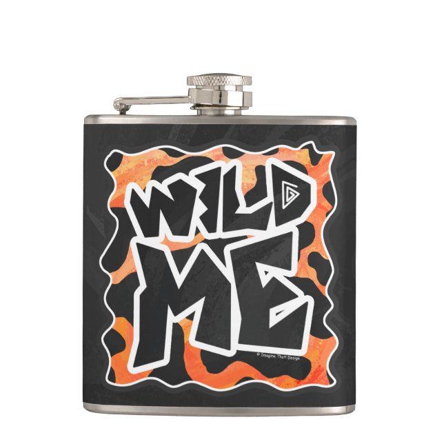 Cow Black and Orange Wild Me Flask (Front)