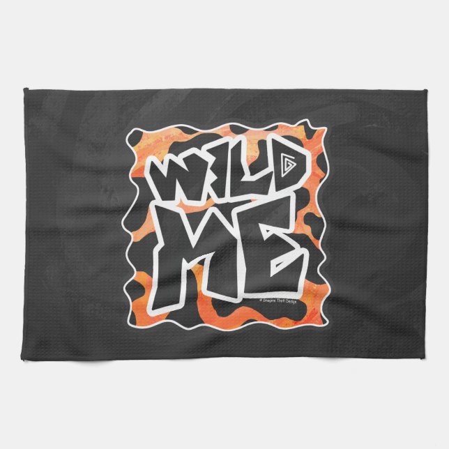 Cow Black and Orange Wild Me Kitchen Towel (Horizontal)