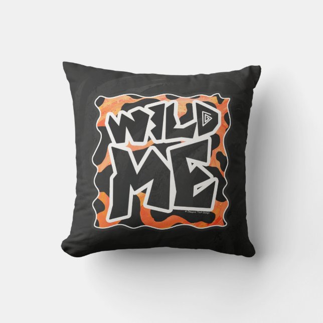 Cow Black and Orange Wild Me Throw Pillow (Front)