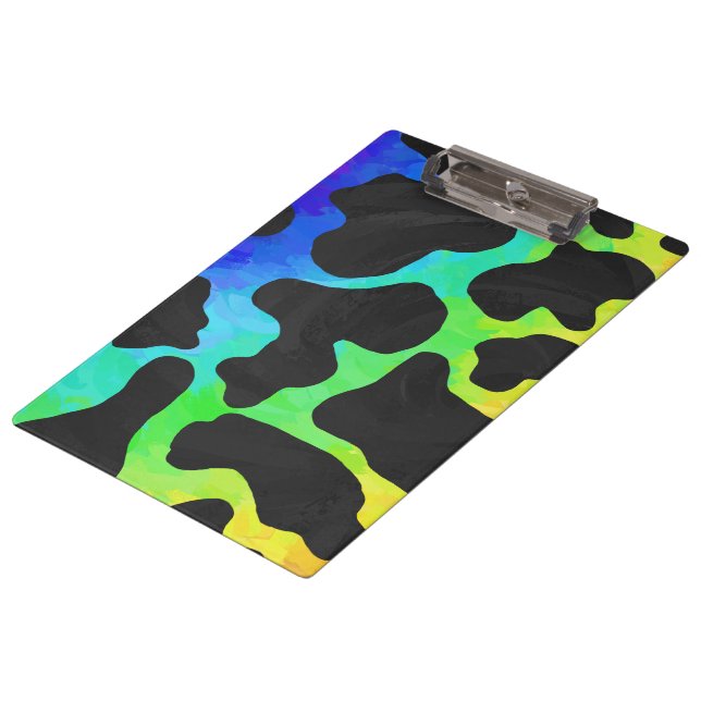 Cow Black and Rainbow Gifts Clipboard (Angled)