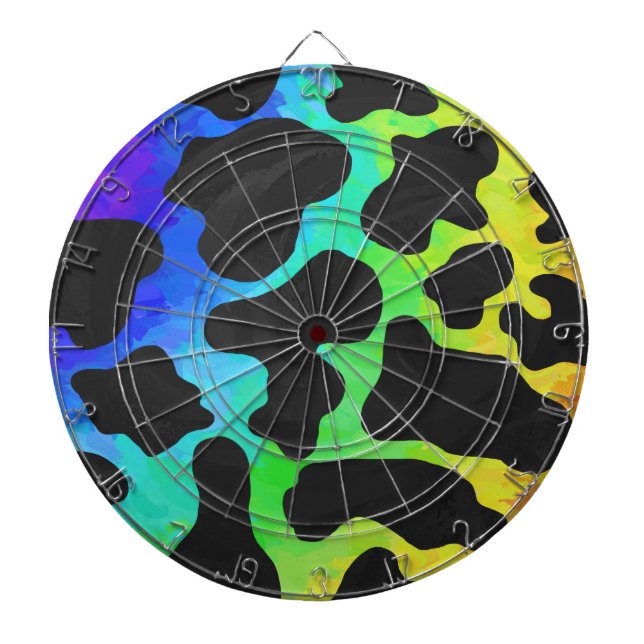 Cow Black and Rainbow Gifts Dart Board (Front)