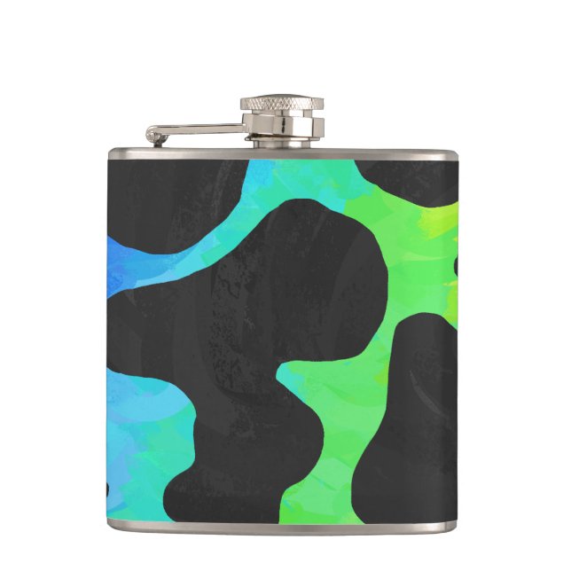 Cow Black and Rainbow Gifts Flask (Front)