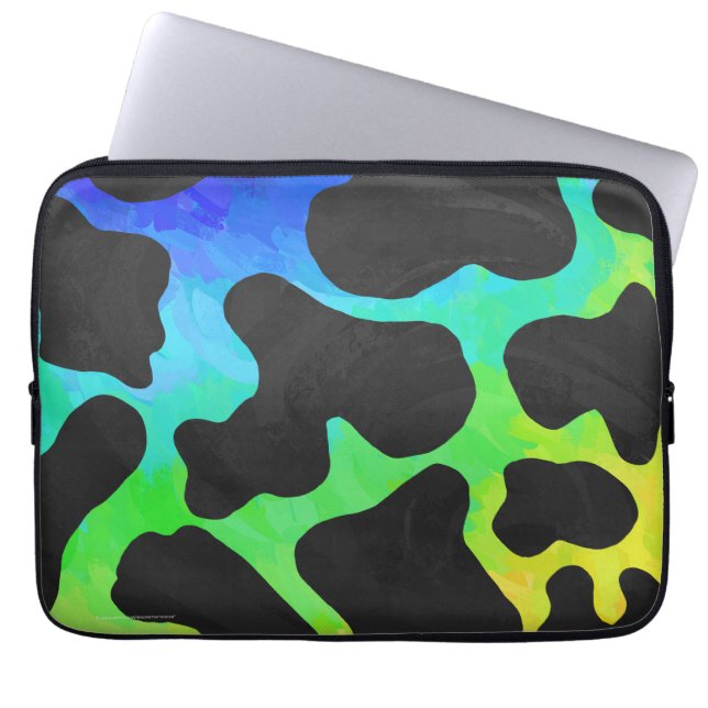 Cow Black and Rainbow Gifts Laptop Sleeve (Front)