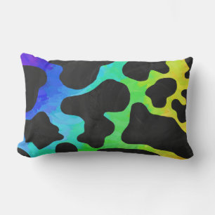 Cow Black and Rainbow Gifts Lumbar Pillow