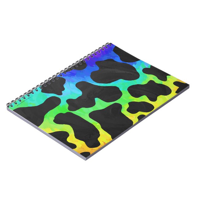 Cow Black and Rainbow Gifts Notebook (Left Side)