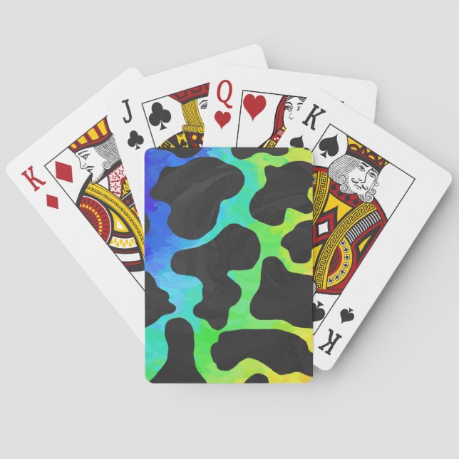 Cow Black and Rainbow Gifts Poker Cards (Back)