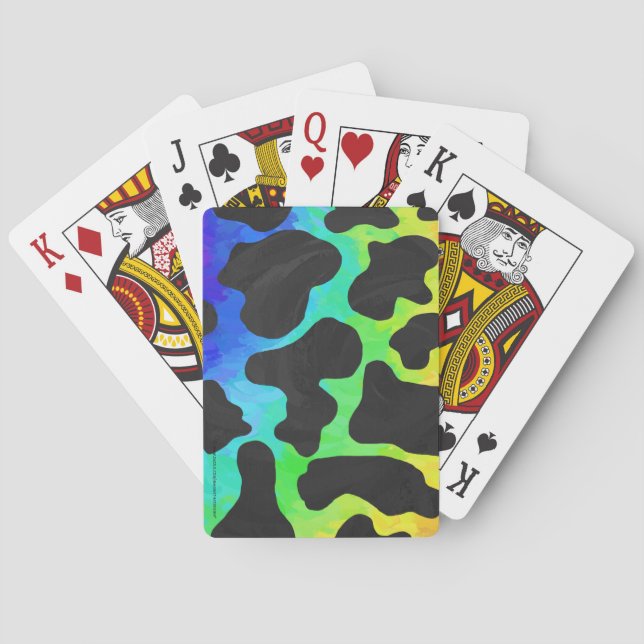 Cow Black and Rainbow Gifts Poker Cards (Back)