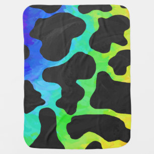 Cow Black and Rainbow Gifts Receiving Blanket