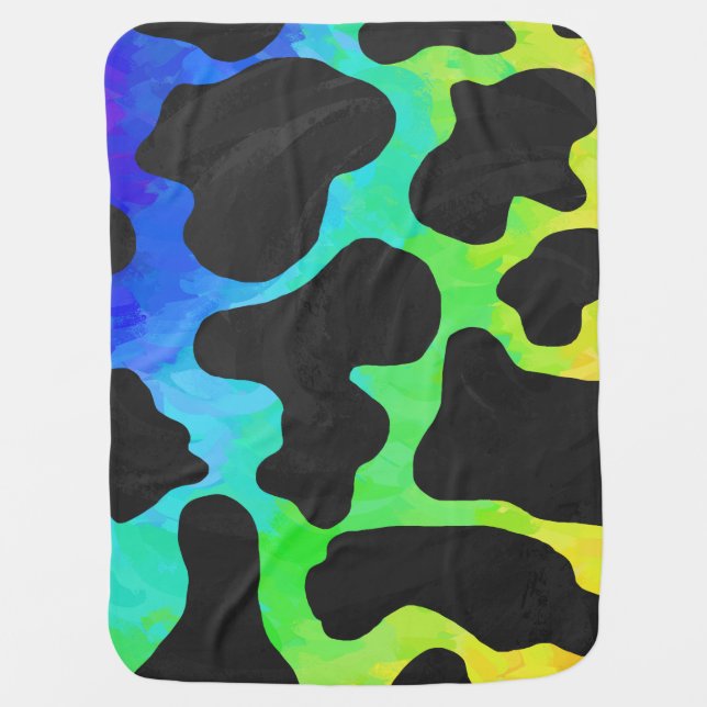 Cow Black and Rainbow Gifts Receiving Blanket (Front)