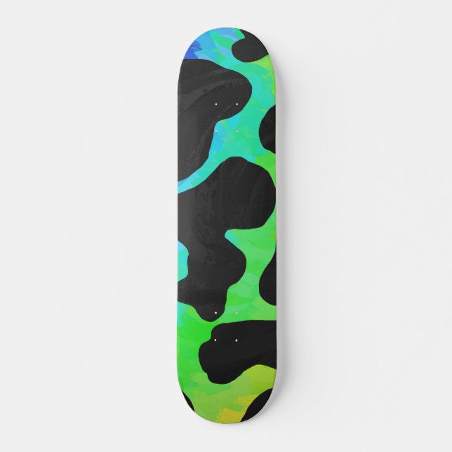 Cow Black and Rainbow Gifts Skateboard Deck (Front)