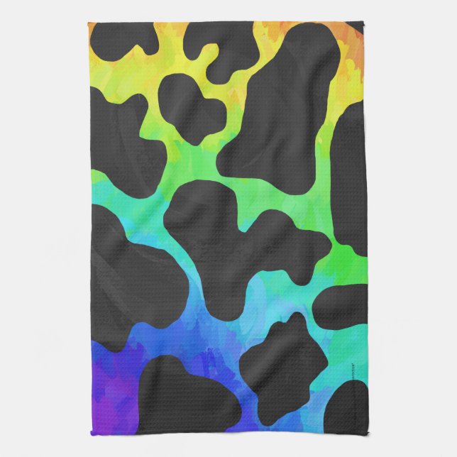 Cow Black and Rainbow Gifts Towel (Vertical)