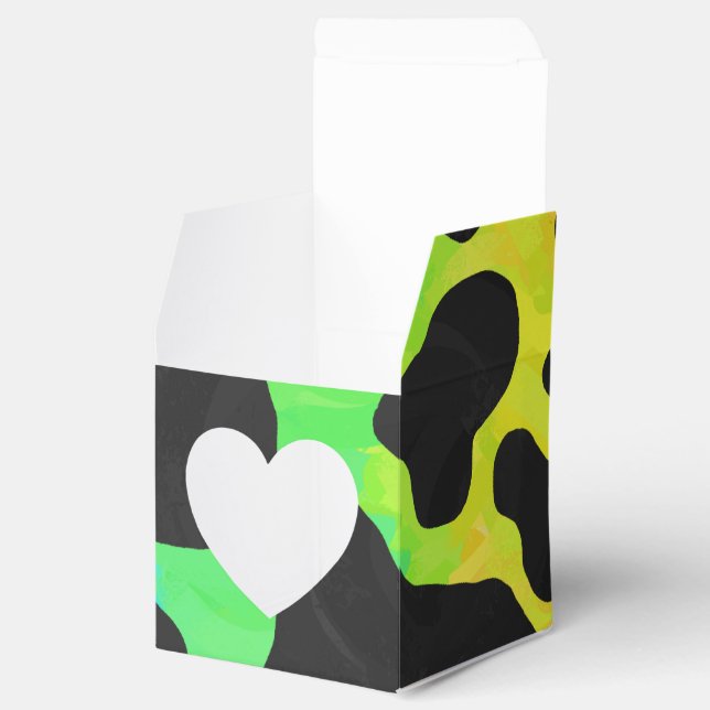 Cow Black and Rainbow Print Favor Boxes (Opened)