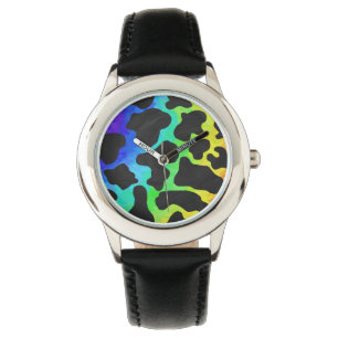 Cow Black and Rainbow Print Watch