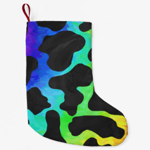 Cow Black and Rainbow Stuff Small Christmas Stocking