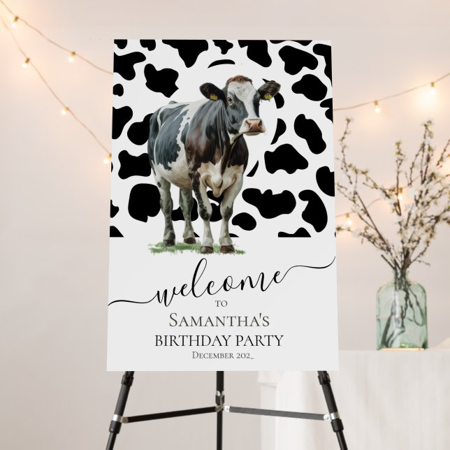 Cow Black and white backdrop Foam Board (In Situ (Stand))