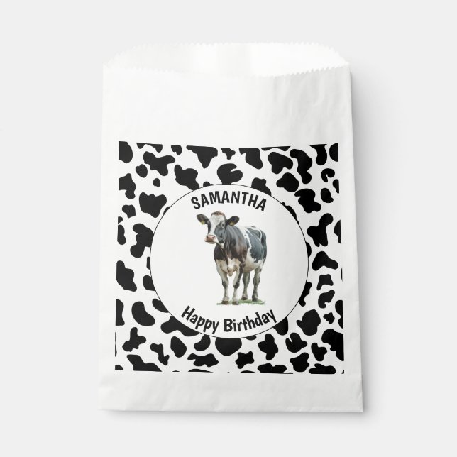 Cow Black and White Favor Bag (Front)