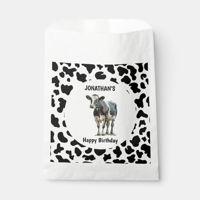 Cow  Black and white Favor Bag (Front)