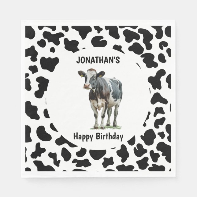 Cow  Black and white Napkins (Front)