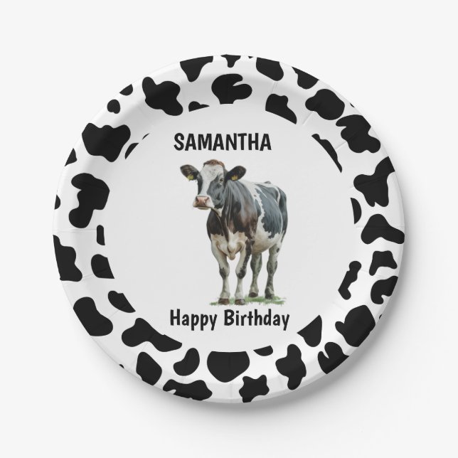 Cow Black and White Paper Plates (Front)