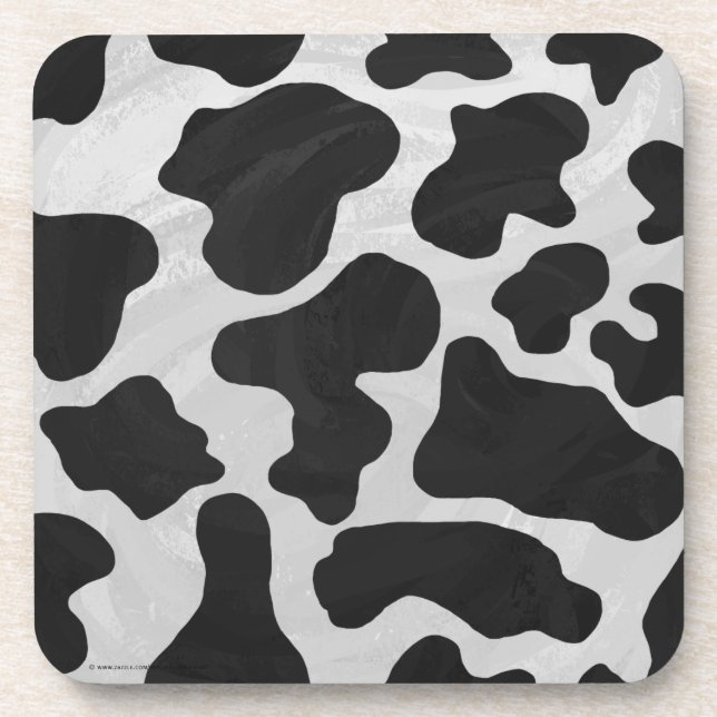 Cow Black and White Print Beverage Coaster (Front)