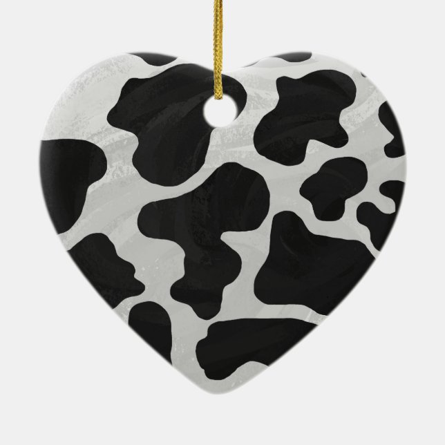 Cow Black and White Print Ceramic Ornament (Back)