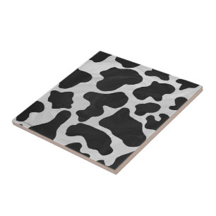 Cow Black and White Print Ceramic Tile
