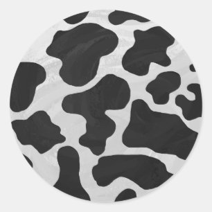 Cow Black and White Print Classic Round Sticker