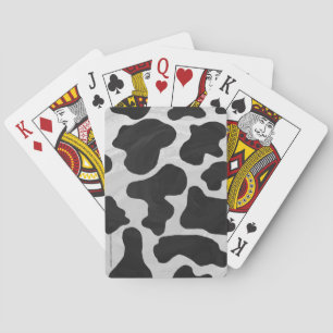 Cow Black and White Print Poker Cards