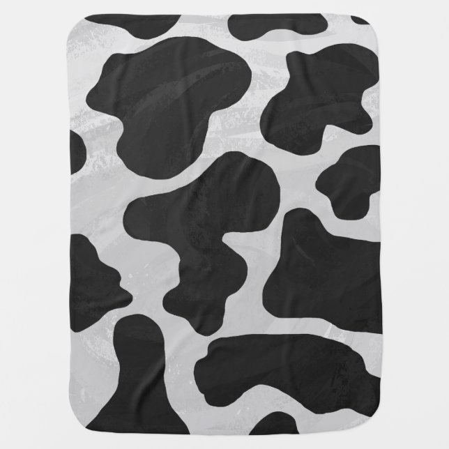 Cow Black and White Print Stroller Blanket (Front)