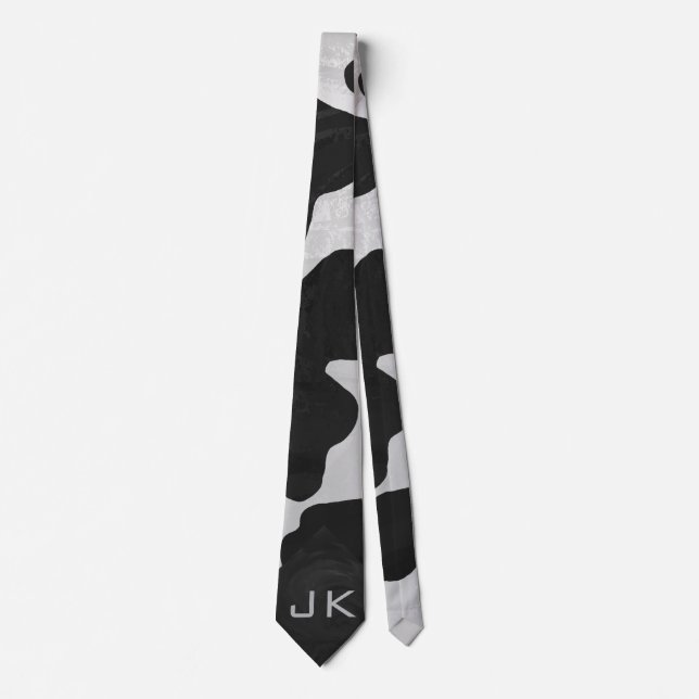 Cow Black and White Print Tie (Front)