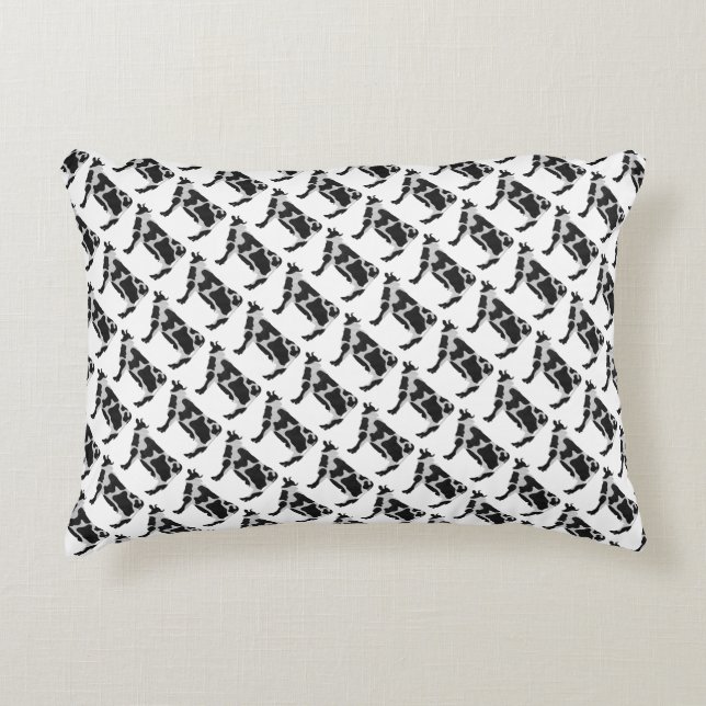 Cow Black and White Silhouette Accent Pillow (Front)