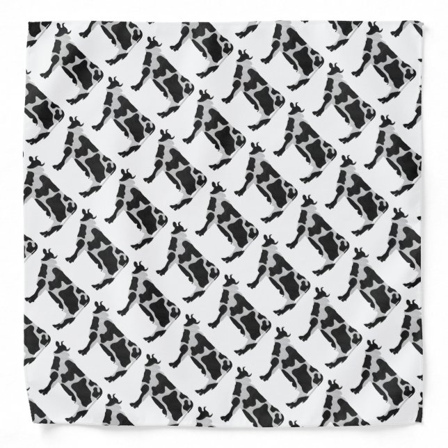 Cow Black and White Silhouette Bandana (Front)