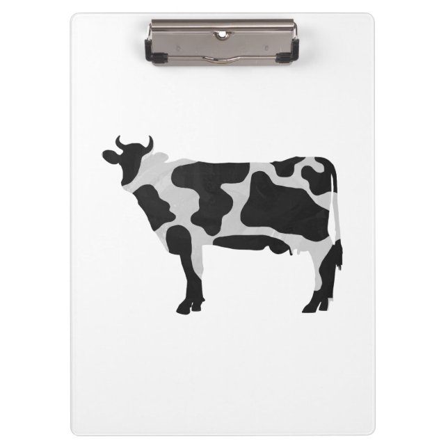Cow Black and White Silhouette Clipboard (Front)