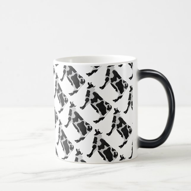 Cow Black and White Silhouette Color Morph Mug (Right)