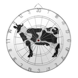 Cow Black and White Silhouette Dart Board