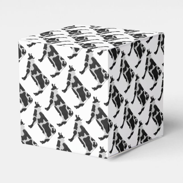 Cow Black and White Silhouette Favor Boxes (Front Side)