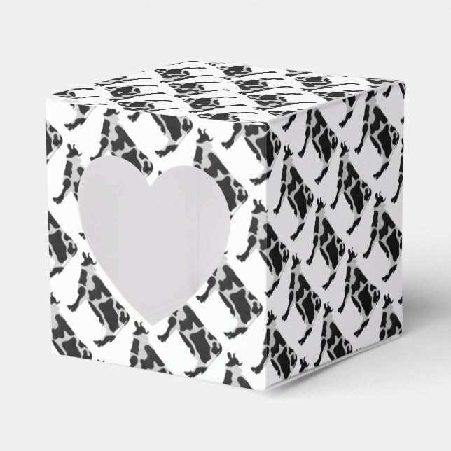 Cow Black and White Silhouette Favor Boxes (Front Side)