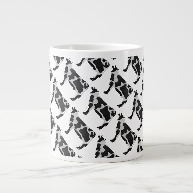 Cow Black and White Silhouette Giant Coffee Mug (Front)